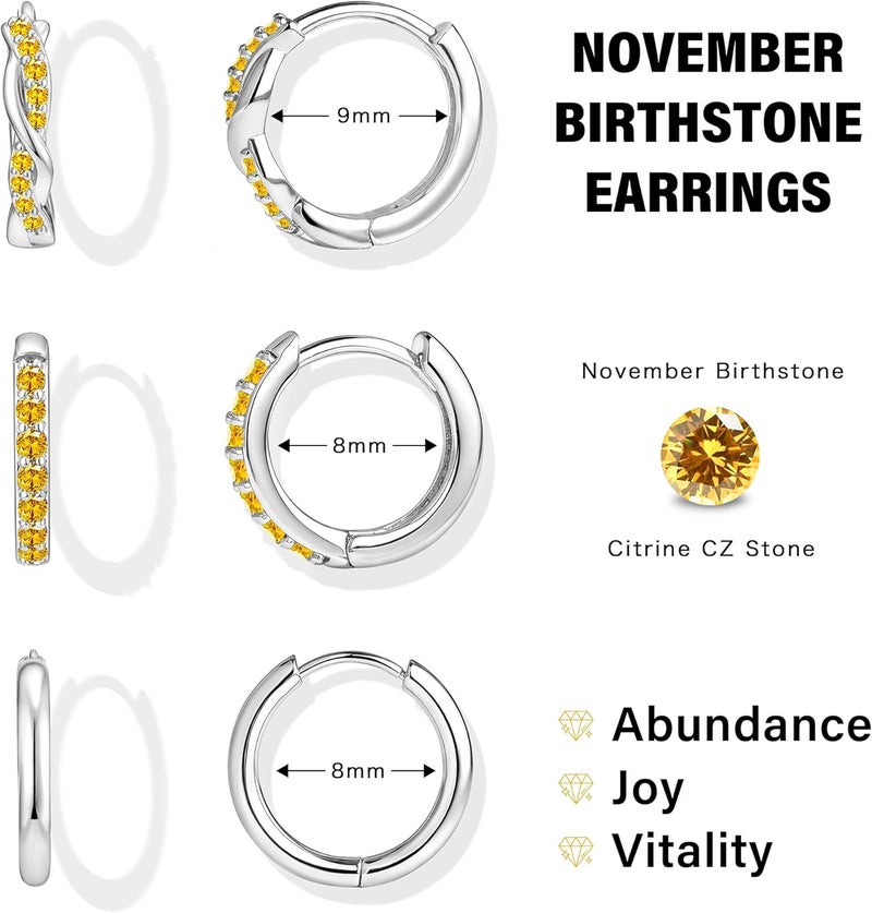 Inerney 14K Gold Plated Huggie Hoop Earrings for Women, Small Sterling Silver Earring Set Hypoallergenic Cartilage Helix Stacks, Mini Dainty Cute Trendy Birthstone Jewelry Gift for Multiple Piercings - Image 3